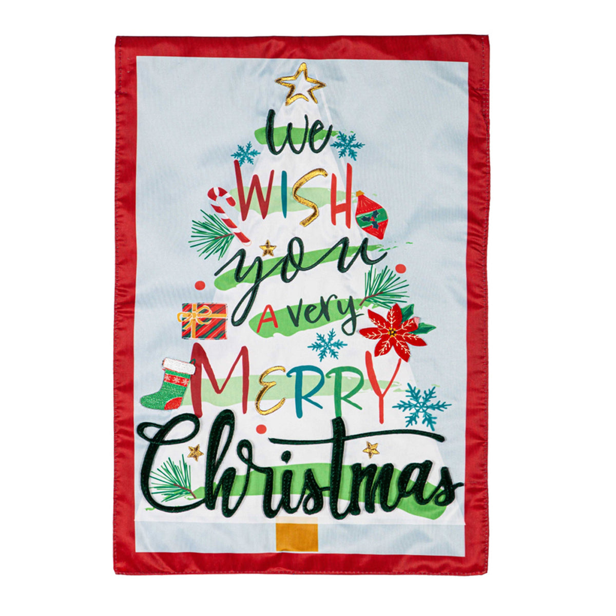 We Wish You a Merry Christmas Applique Garden Flag-Garden Flag-Fly Me Flag