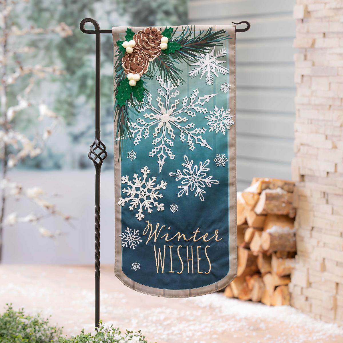 Winter Wishes Snowflake Textile Decor Flag-Garden Flag-Fly Me Flag