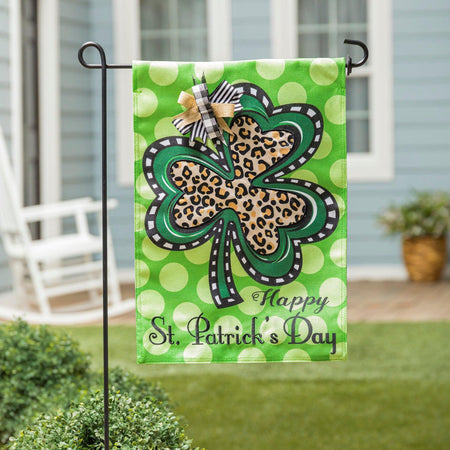 Animal Print Shamrock Garden Flag