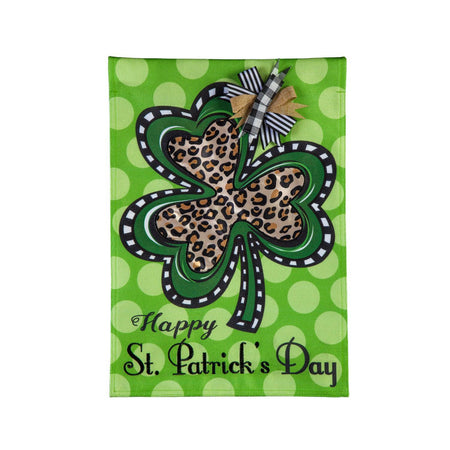 Animal Print Shamrock Garden Flag