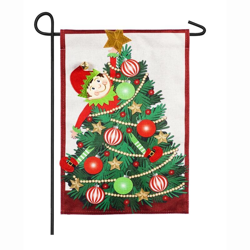 Elf Trouble Garden Flag