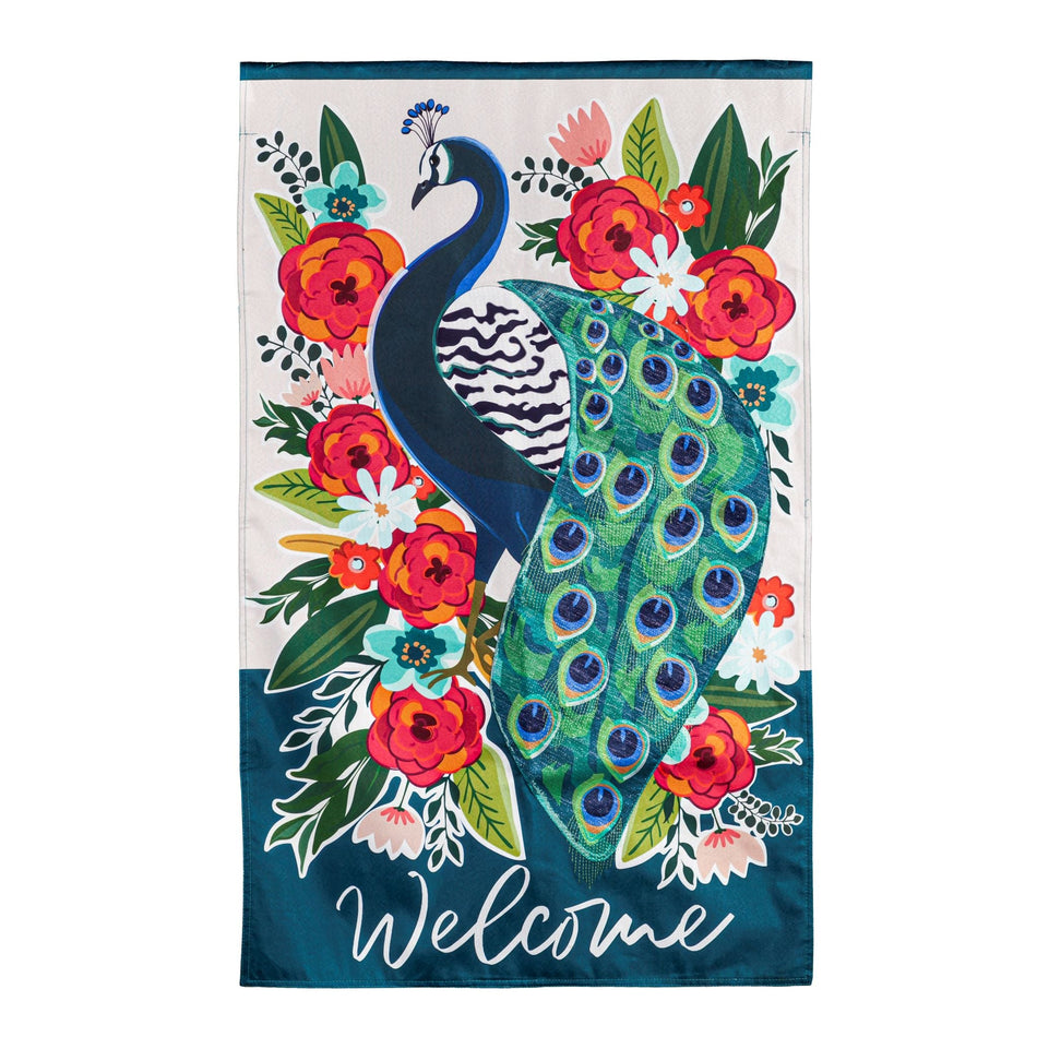 Floral Peacock House Banner-House Banner-Fly Me Flag