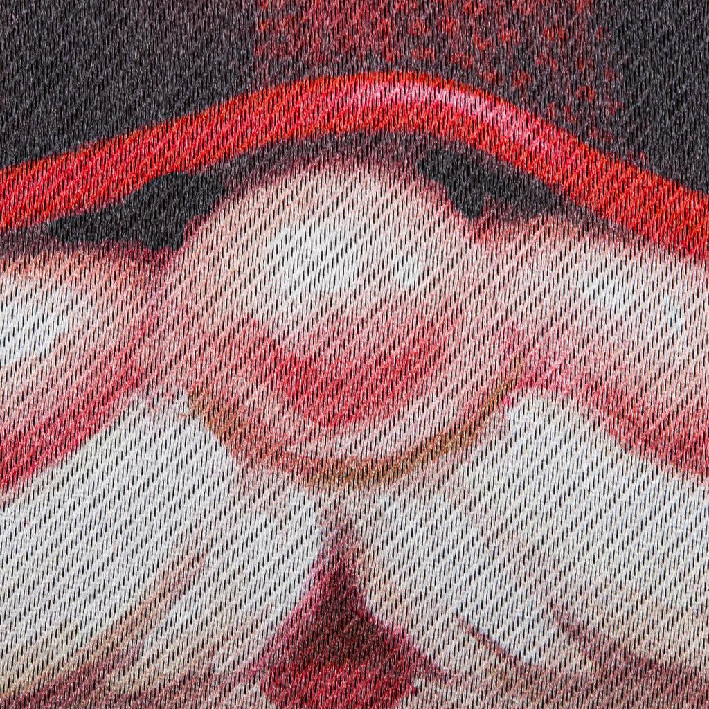 The Gnome With a Christmas Wreath house banner features a smiling gnome sporting a pine wreath decorated in Christmas lights. 