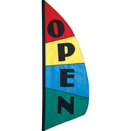 For a bright and colorful way to make your business stand out, try an OPEN message feather banner. 