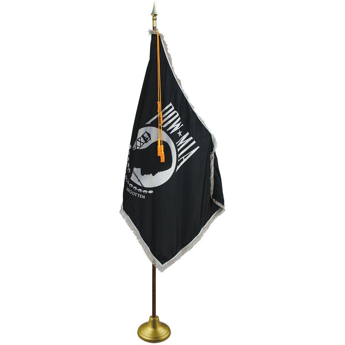 POW-MIA Flag with Pole Hem and Fringe for indoor display or parade use