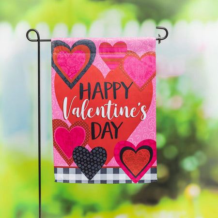 Patterned Valentine Hearts Garden Flag