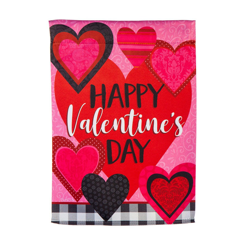 Patterned Valentine Hearts Garden Flag