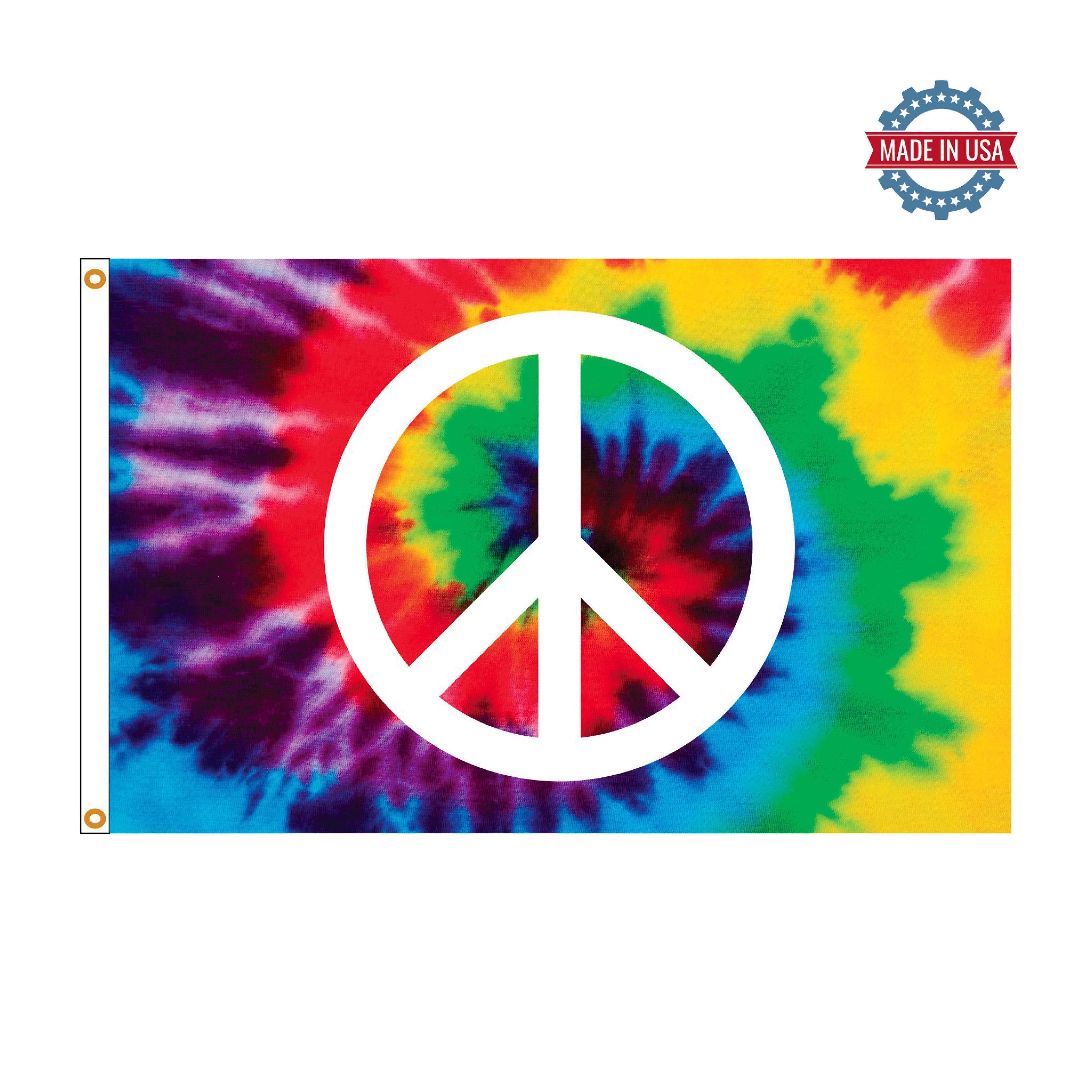 Peace Sign Tie-Dye 3x5 boutique flag