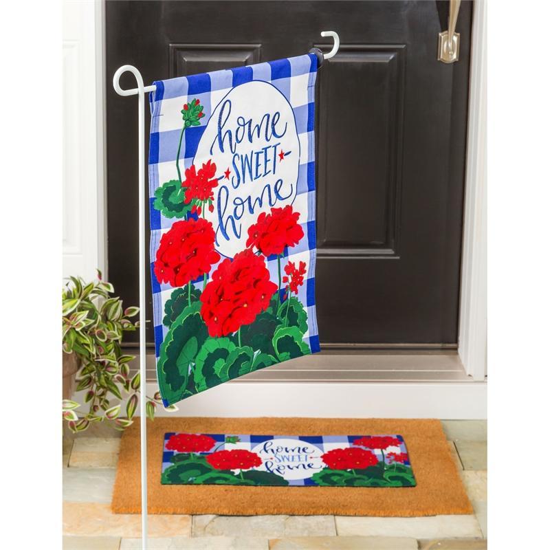 Plaid Patriotic Geraniums Garden Flag