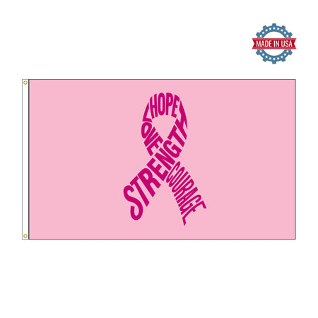 Strength Hope Courage Pink Ribbon breast cancer 3x5 boutique flag