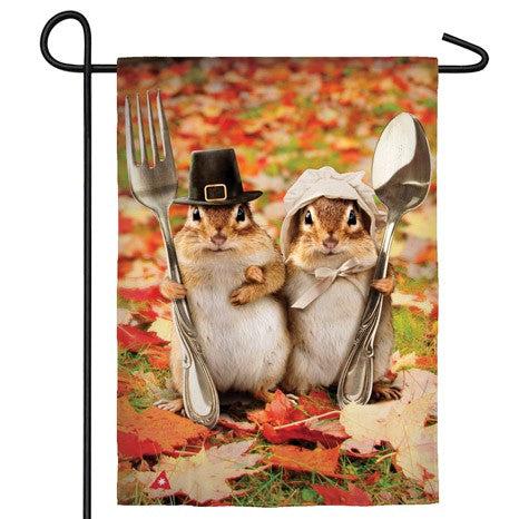 Thanksgiving Gothic Chipmunks Garden Flag-Garden Flag-Fly Me Flag