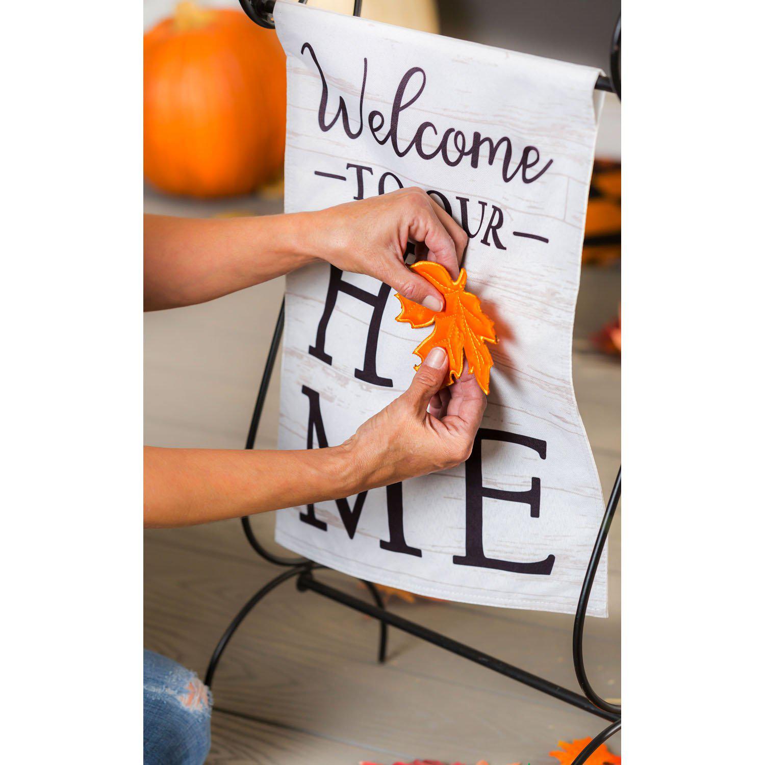 Welcome to Our Home Interchangeable Garden Flag with autumn leaf